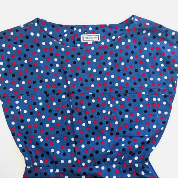 Yves Saint Laurent Blue Polka Dot Mini Dress With COA - Picture 7 of 7